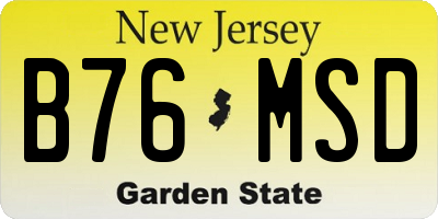 NJ license plate B76MSD