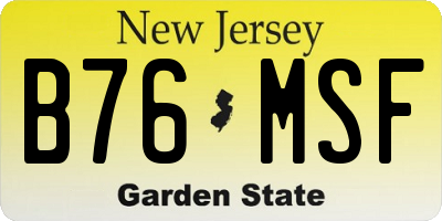 NJ license plate B76MSF