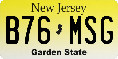 NJ license plate B76MSG