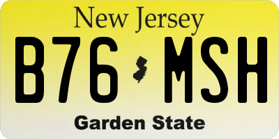 NJ license plate B76MSH