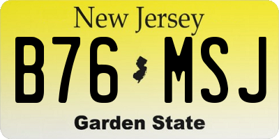 NJ license plate B76MSJ