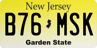 NJ license plate B76MSK