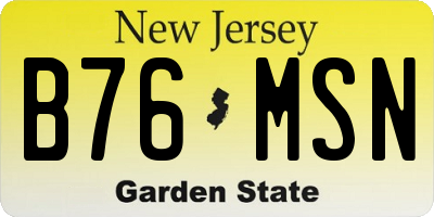 NJ license plate B76MSN