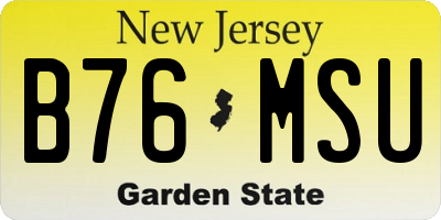 NJ license plate B76MSU