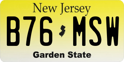 NJ license plate B76MSW