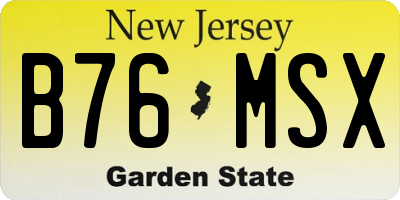 NJ license plate B76MSX