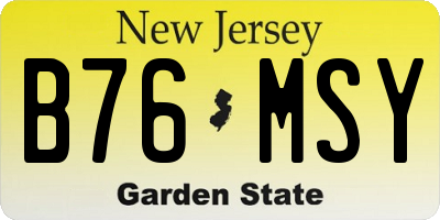 NJ license plate B76MSY