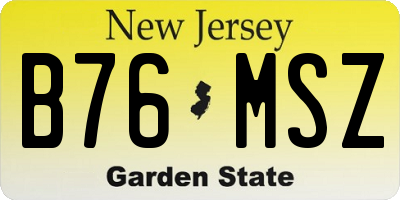 NJ license plate B76MSZ