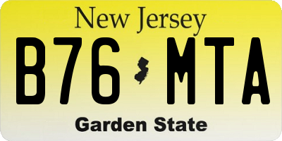 NJ license plate B76MTA
