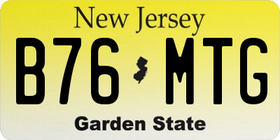 NJ license plate B76MTG