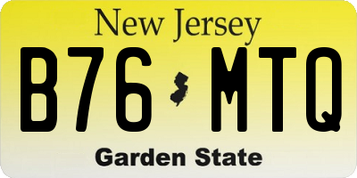 NJ license plate B76MTQ