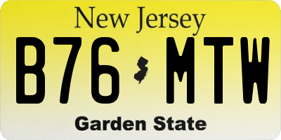 NJ license plate B76MTW