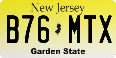 NJ license plate B76MTX