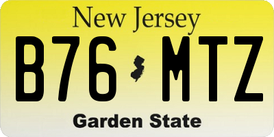 NJ license plate B76MTZ