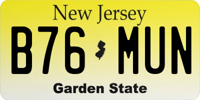 NJ license plate B76MUN