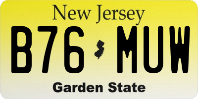 NJ license plate B76MUW