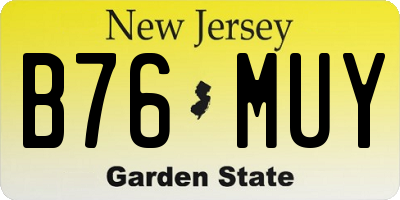 NJ license plate B76MUY