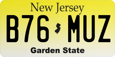 NJ license plate B76MUZ