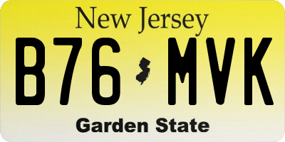 NJ license plate B76MVK