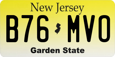 NJ license plate B76MVO
