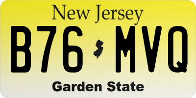 NJ license plate B76MVQ