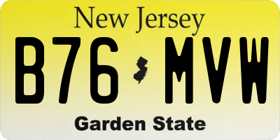 NJ license plate B76MVW