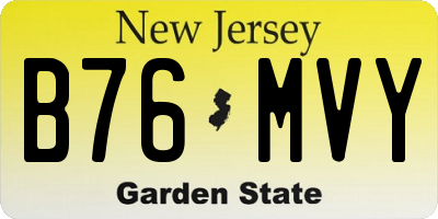 NJ license plate B76MVY