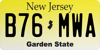 NJ license plate B76MWA