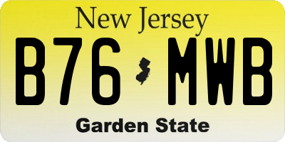 NJ license plate B76MWB