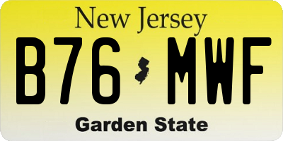 NJ license plate B76MWF