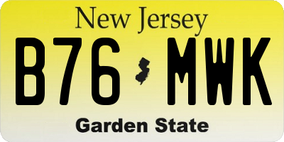 NJ license plate B76MWK