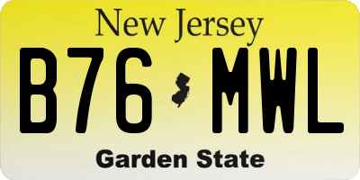 NJ license plate B76MWL