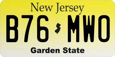 NJ license plate B76MWO