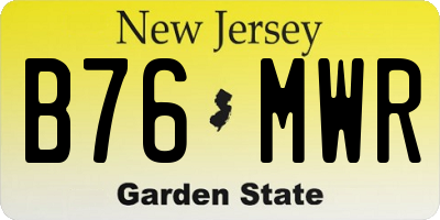 NJ license plate B76MWR