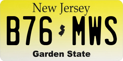 NJ license plate B76MWS