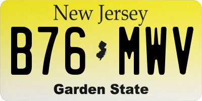 NJ license plate B76MWV