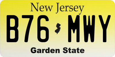 NJ license plate B76MWY