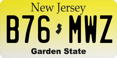 NJ license plate B76MWZ