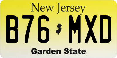 NJ license plate B76MXD
