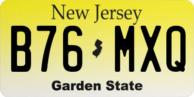 NJ license plate B76MXQ
