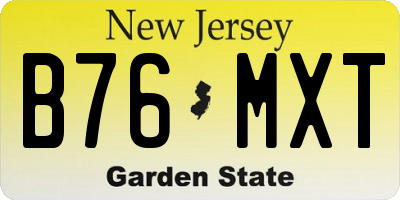 NJ license plate B76MXT