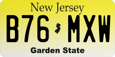 NJ license plate B76MXW