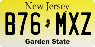 NJ license plate B76MXZ