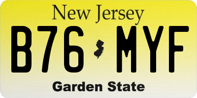 NJ license plate B76MYF