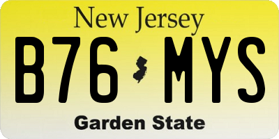 NJ license plate B76MYS