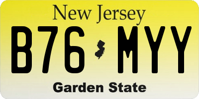 NJ license plate B76MYY