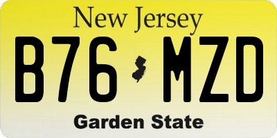NJ license plate B76MZD