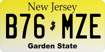 NJ license plate B76MZE