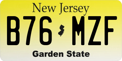 NJ license plate B76MZF