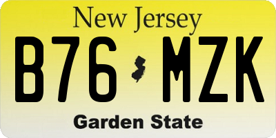 NJ license plate B76MZK